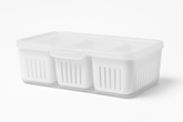 Durable Plastic Kitchen Storage Container Set with Drain Baskets | Multipurpose Fridge & Freezer Organizer Box | Masala, Vegetables & Dry Goods Storage | Airtight & Easy to Clean